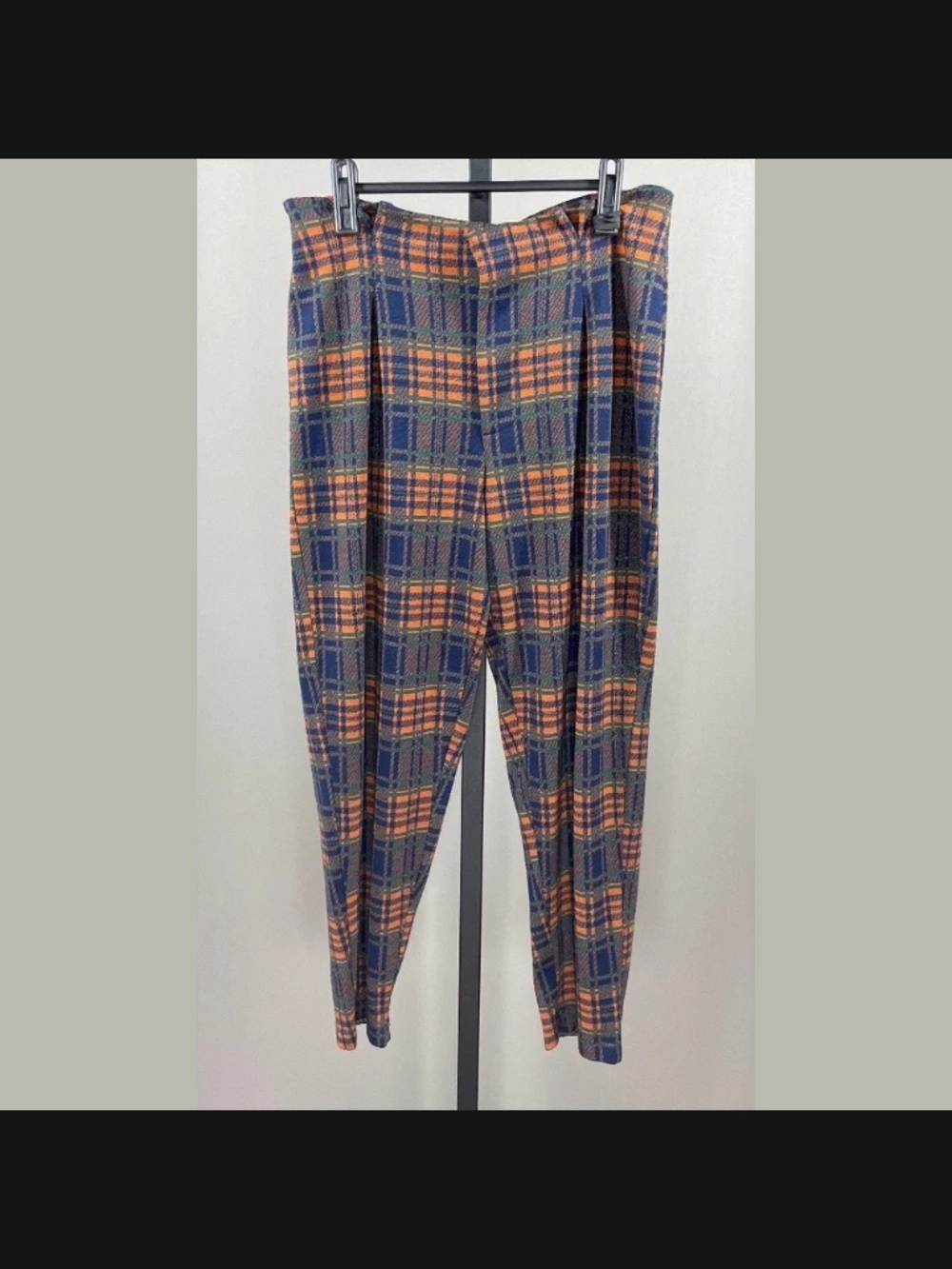 Free People Pants Womens Small orange blue plaid trouser boho indie casual